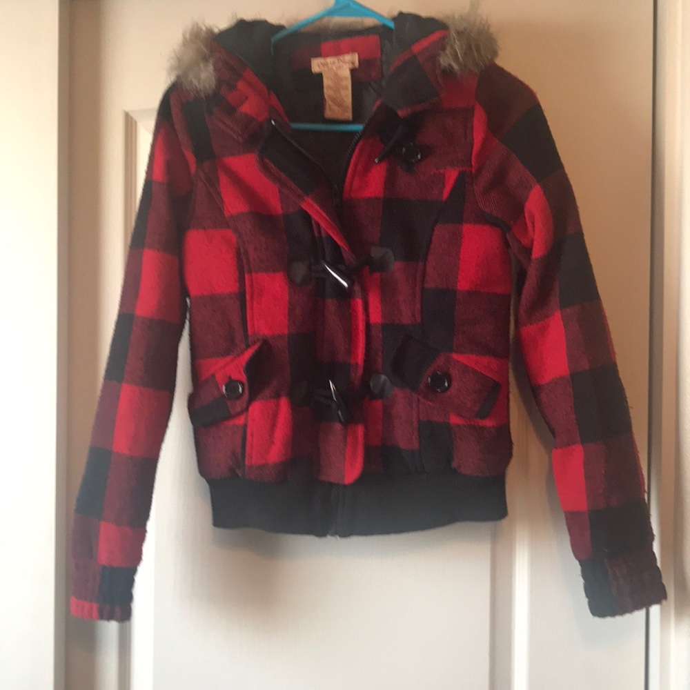 COPY - Red and black plaid coat